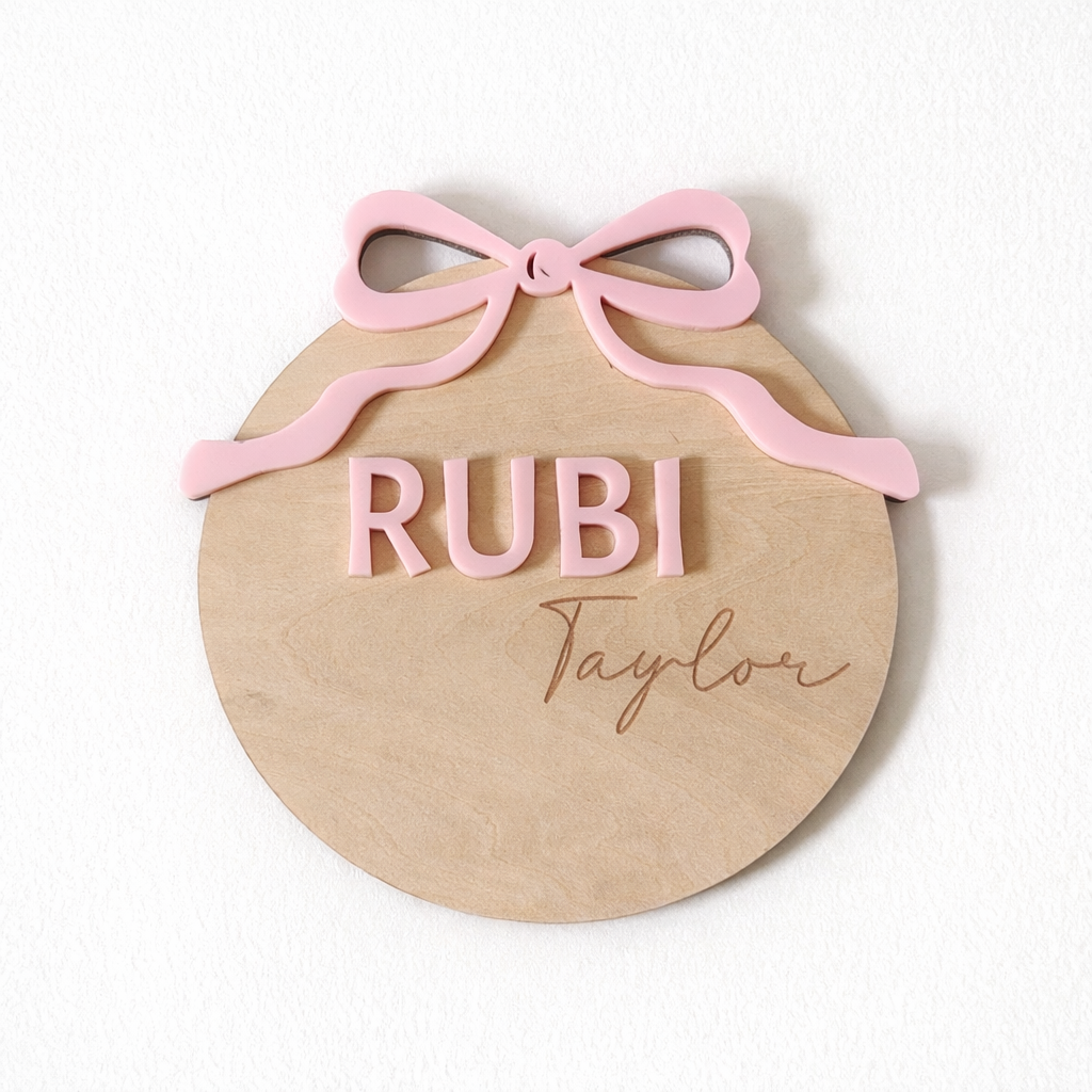 Baby Girl Announcement Plaques - Bow Range
