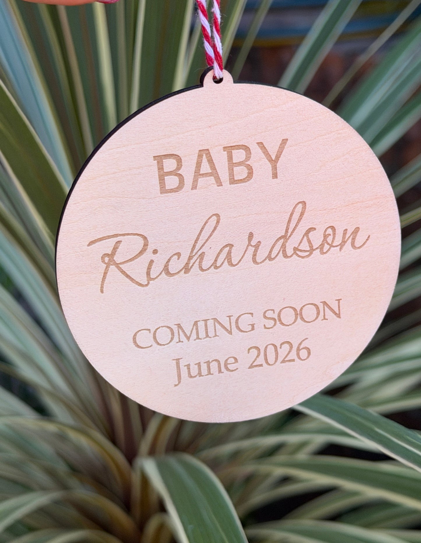 Baby Wooden Announcement Christmas Ornament